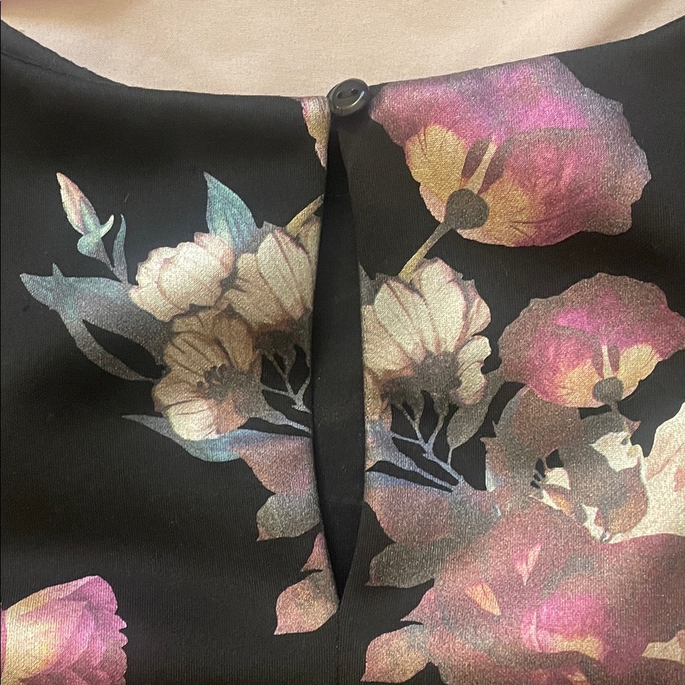 Enfocus Studio Black and Purple Floral Asymmetrical Dress - Picture 3 of 9